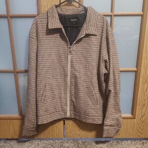 PacSun Mens Houndstooth Gas Jacket Brown And Tan Size Large